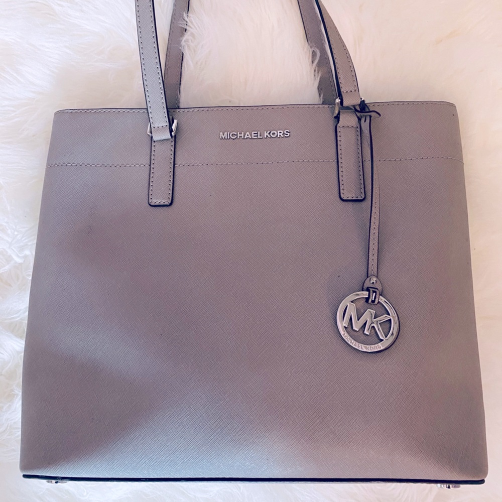 MICHAEL Michael Kors Leather Large Tote - Grey